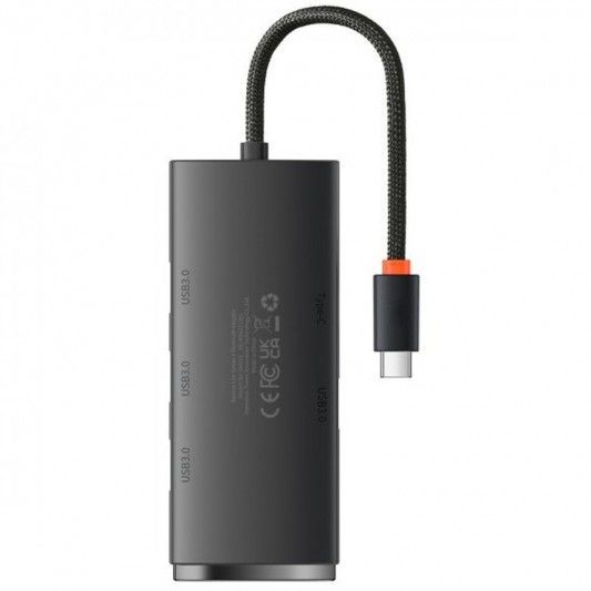 Переходник HUB Baseus Lite Series 4in1 (Type-C to 4xUSB 3.0) 1m (WKQX03), Black - изображение 1