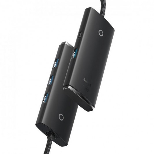 Переходник HUB Baseus Lite Series 4in1 (Type-C to 4xUSB 3.0) 1m (WKQX03), Black - изображение 2