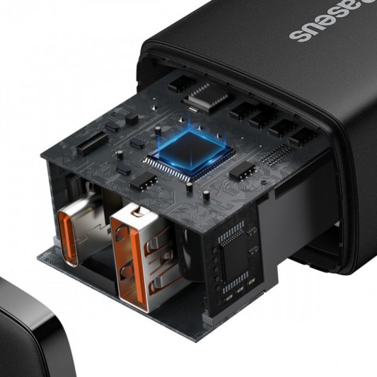 СЗУ Baseus Compact Quick Charger 20W QC+PD (1USB-A/1C) (CCXJ-B) Black - изображение 2
