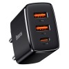 Зарядний пристрій Baseus Compact Quick Charger 30W QC+ PD (1Type-C + 2USB) (CCXJ-E), Чорний