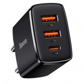 Зарядний пристрій Baseus Compact Quick Charger 30W QC+PD (2USB-A/1C) (CCXJ-E) Чорний Зарядний пристрій Baseus Compact Quick Charger 30W QC+PD (2USB-A/1C) (CCXJ-E) Чорний