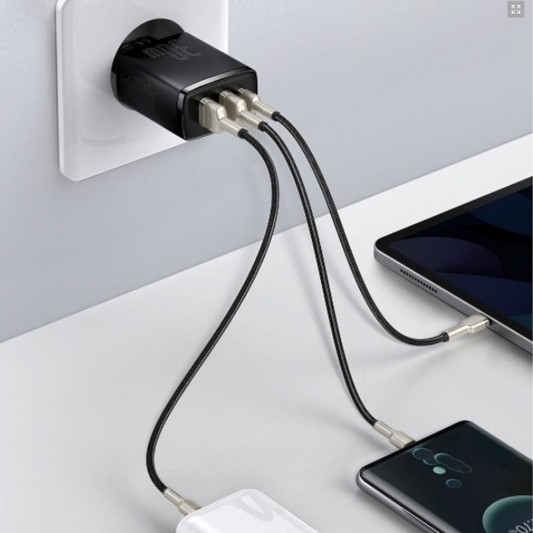 СЗУ Baseus Compact Quick Charger 30W QC+PD (2USB-A/1C) (CCXJ-E) Черный - изображение 3