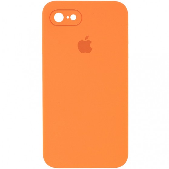 Чохол Silicone Case Square Full Camera Protective (AA) для Apple iPhone 7 / 8 / SE (2020) (4.7") Помаранчевий / Papaya