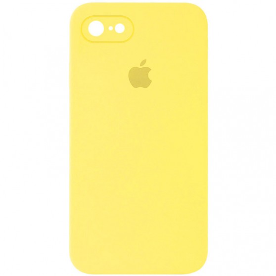 Чохол Silicone Case Square Full Camera Protective (AA) для Apple iPhone 7 / 8 / SE (2020) (4.7") Жовтий / Yellow