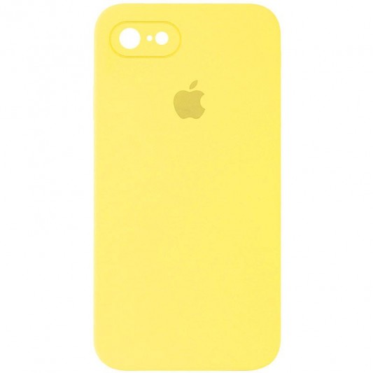 Чохол Silicone Case Square Full Camera Protective (AA) для Apple iPhone 7 / 8 / SE (2020) (4.7") Жовтий / Yellow