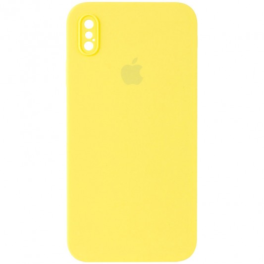 Чохол Silicone Case Square Full Camera Protective (AA) для Apple iPhone X / XS (5.8") Жовтий / Yellow