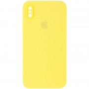 Чохол Silicone Case Square Full Camera Protective (AA) для Apple iPhone X / XS (5.8") Жовтий / Yellow