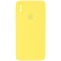 Чохол Silicone Case Square Full Camera Protective (AA) для Apple iPhone X / XS (5.8") Жовтий / Yellow