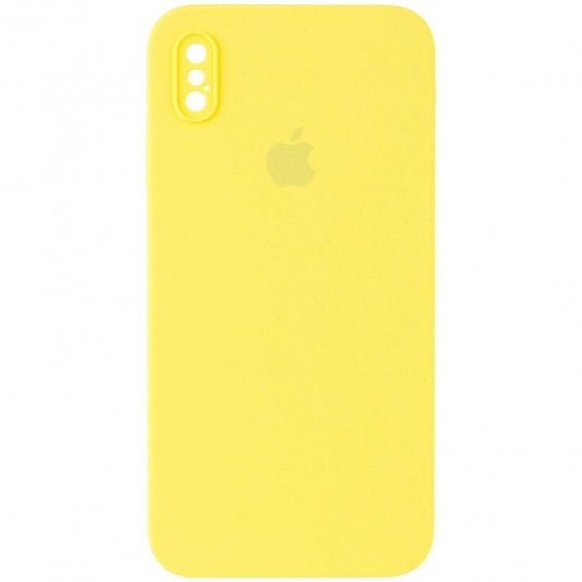 Чохол Silicone Case Square Full Camera Protective (AA) для Apple iPhone X / XS (5.8") Жовтий / Yellow