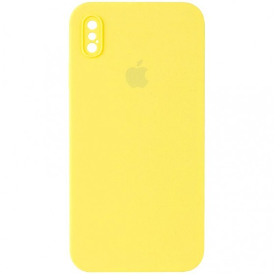Чехол Silicone Case Square Full Camera Protective (AA) для Apple iPhone X / XS (5.8") Желтый / Yellow