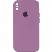 Чохол Silicone Case Square Full Camera Protective (AA) для Apple iPhone X / XS (5.8") Ліловий / Lilac Pride