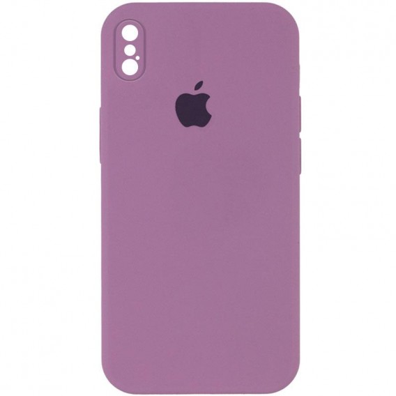 Чехол Silicone Case Square Full Camera Protective (AA) для Apple iPhone XS/X (5.8"), Лиловый / Lilac Pride