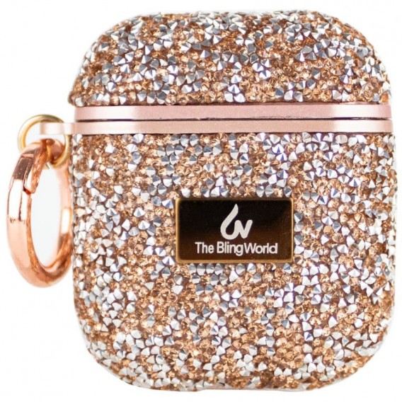 TPU чохол Bling World Rock Diamond для навушників AirPods 1/2, Рожевий