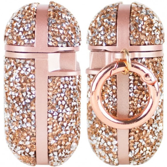 TPU чохол Bling World Rock Diamond для навушників AirPods 1/2, Рожевий