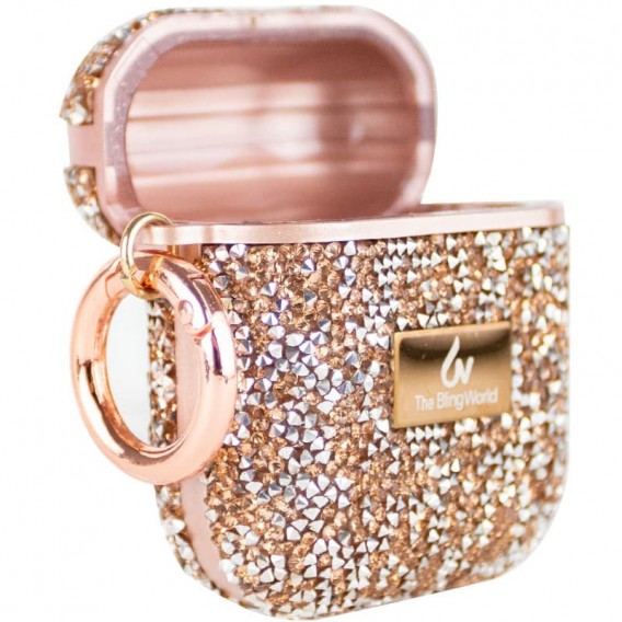 TPU чохол Bling World Rock Diamond для навушників AirPods 1/2, Рожевий