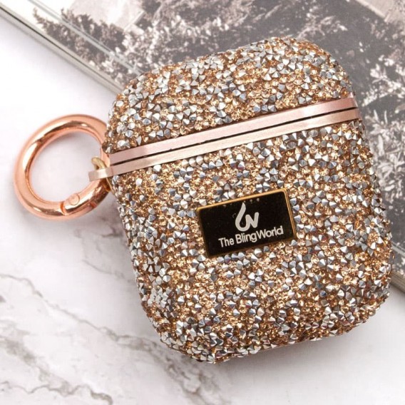 TPU чохол Bling World Rock Diamond для навушників AirPods 1/2, Рожевий