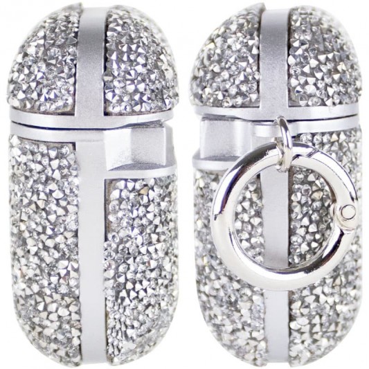 TPU чохол Bling World Rock Diamond для навушників AirPods 1/2 Срібний - зображення 2 