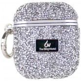 TPU чехол Bling World Rock Diamond для наушников AirPods 1/2 Серебряный TPU чехол Bling World Rock Diamond для наушников AirPods 1/2 Серебряный