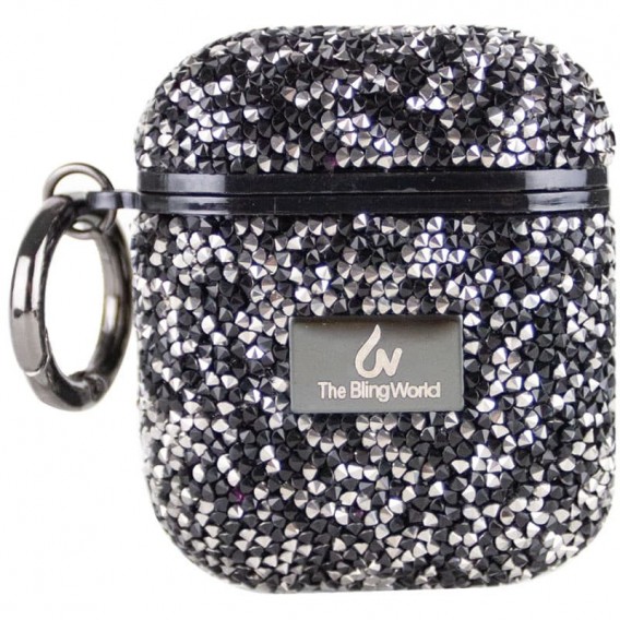 TPU чохол Bling World Rock Diamond для навушників AirPods 1/2, Чорний