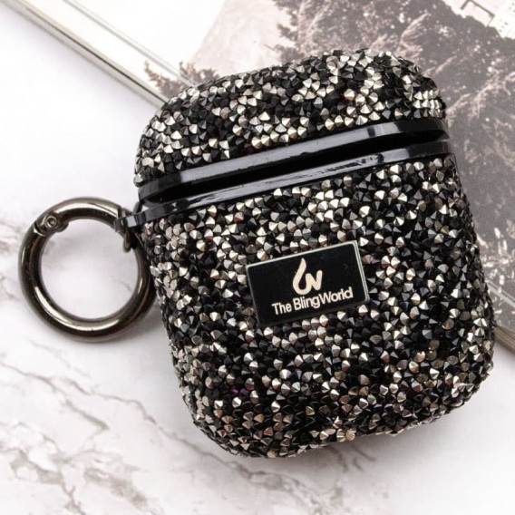 TPU чохол Bling World Rock Diamond для навушників AirPods 1/2, Чорний