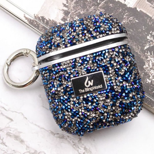 TPU чехол Bling World Rock Diamond для наушников AirPods 1/2 Синий - изображение 5