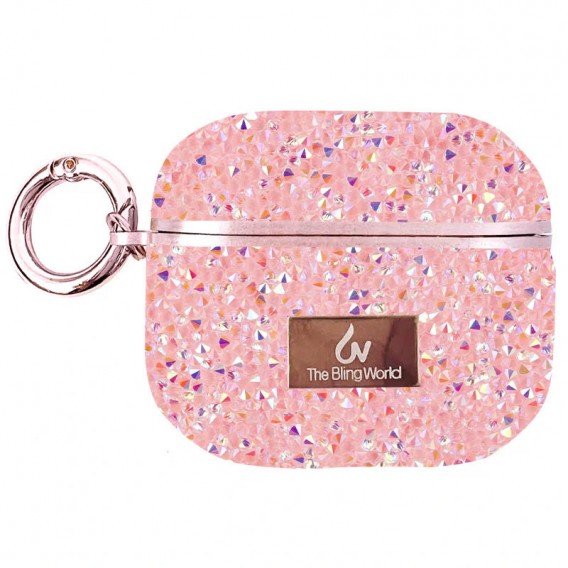 TPU чехол Bling World Rock Diamond для наушников AirPods Pro/Airpods Pro 2, Розовый