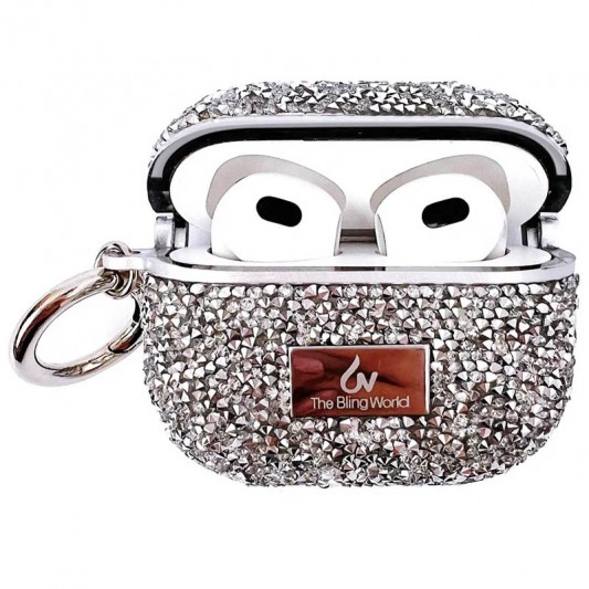 TPU чохол Bling World Rock Diamond для навушників AirPods Pro / Airpods Pro 2 Срібний - зображення 1 