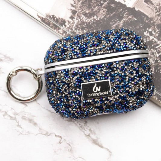 TPU чехол Bling World Rock Diamond для наушников AirPods Pro / Airpods Pro 2 Синий - изображение 5