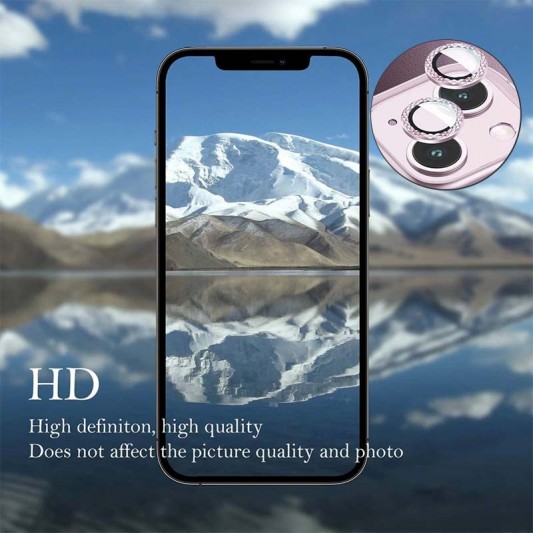 Защитное стекло Metal Shine на камеру (в упаковке) для Apple iPhone 14 (6.1") / 14 Plus (6.7"), Розовый / Pink - изображение 4
