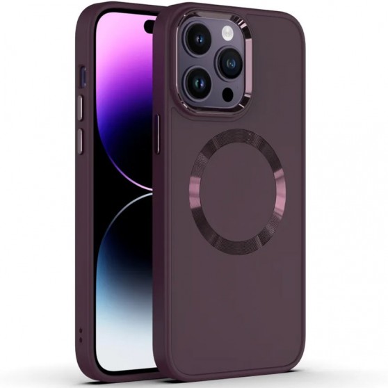 TPU чохол Bonbon Metal Style with MagSafe для Apple iPhone 12 Pro / 12 (6.1"), Бордовий / Plum