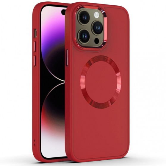 TPU чохол Bonbon Metal Style with MagSafe для Apple iPhone 12 Pro / 12 (6.1"), Червоний / Red