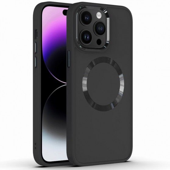 TPU чохол Bonbon Metal Style with MagSafe для Apple iPhone 12 Pro / 12 (6.1"), Чорний / Black
