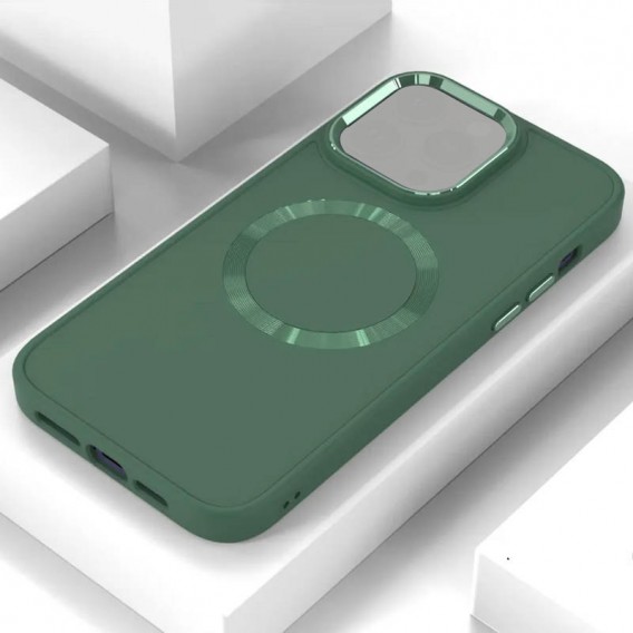 TPU чохол Bonbon Metal Style with MagSafe для Apple iPhone 13 (6.1"), Зелений / Pine green