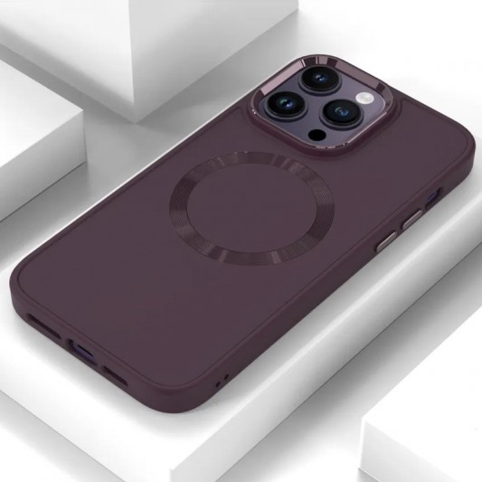 TPU чохол Bonbon Metal Style with MagSafe для Apple iPhone 13 Pro (6.1") Бордовий / Plum - зображення 1 