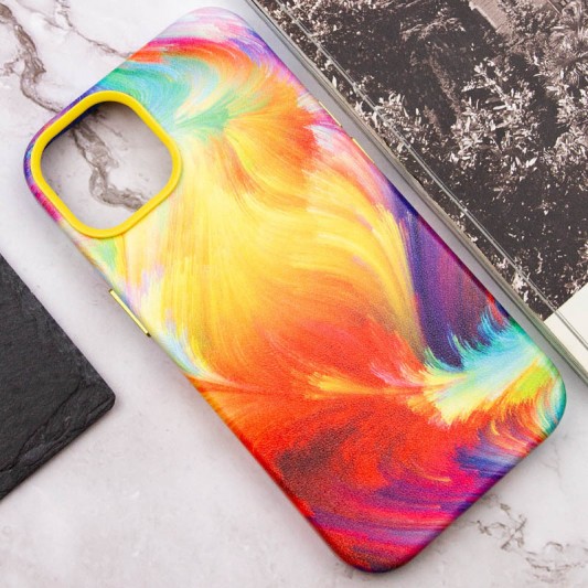 Шкіряний чохол Colour Splash для Apple iPhone 11 (6.1") Yellow / Red - зображення 4 