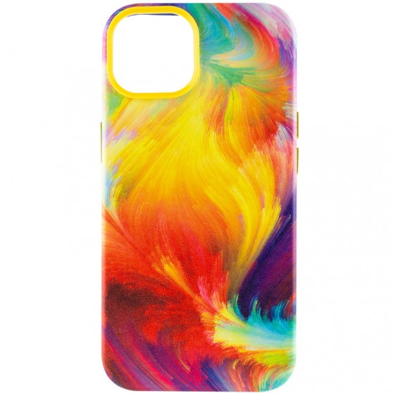 Кожаный чехол Colour Splash with MagSafe для Apple iPhone 12 Pro / 12 (6.1") Yellow / Red