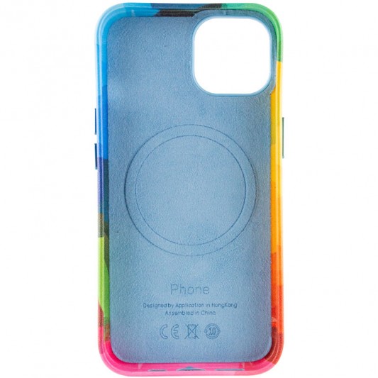 Шкіряний чохол Colour Splash with MagSafe для Apple iPhone 13 (6.1") Red / Blue - зображення 3 