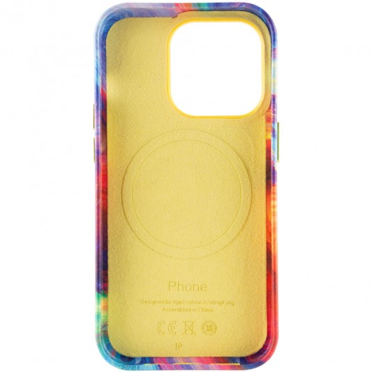 Кожаный чехол Colour Splash with MagSafe для Apple iPhone 13 Pro (6.1") Yellow / Red - изображение 3