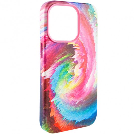 Кожаный чехол Colour Splash with MagSafe для Apple iPhone 13 Pro Max (6.7") Pink / Blue - изображение 1
