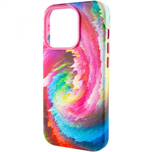 Кожаный чехол Colour Splash with MagSafe для Apple iPhone 13 Pro Max (6.7") Pink / Blue - изображение 2