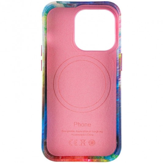 Кожаный чехол Colour Splash with MagSafe для Apple iPhone 13 Pro Max (6.7") Pink / Blue - изображение 3
