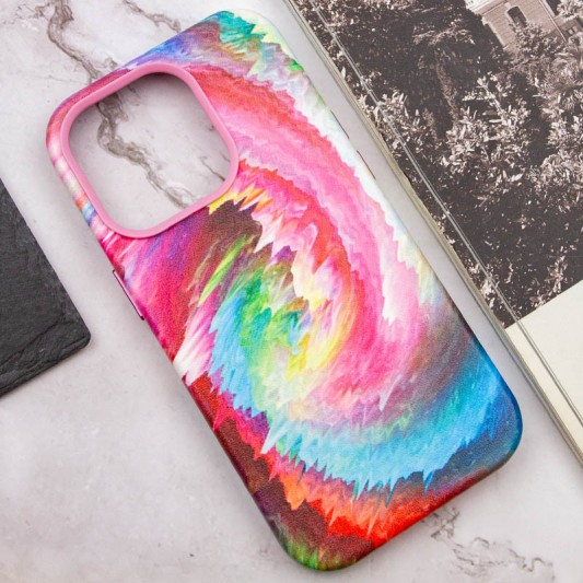 Кожаный чехол Colour Splash with MagSafe для Apple iPhone 13 Pro Max (6.7") Pink / Blue - изображение 4
