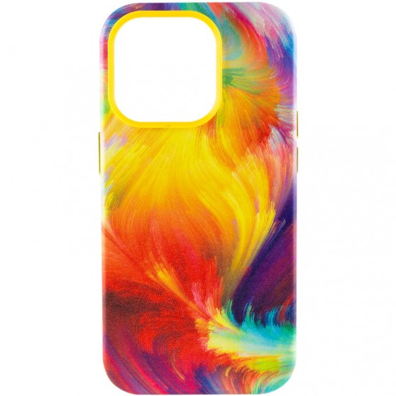 Кожаный чехол Colour Splash with MagSafe для Apple iPhone 13 Pro Max (6.7") Yellow / Red