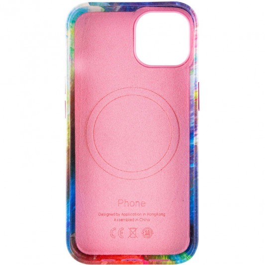 Кожаный чехол Colour Splash with MagSafe для Apple iPhone 14 Plus (6.7") Pink / Blue - изображение 3