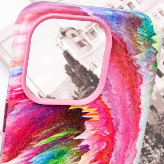 Шкіряний чохол Colour Splash with MagSafe для Apple iPhone 14 Pro Max (6.7"), Pink / Blue