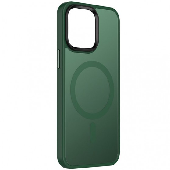 TPU+PC чехол Metal Buttons with MagSafe Colorful для Apple iPhone 14 (6.1") Зеленый / Dark Green