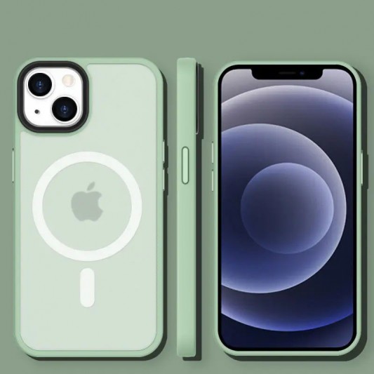 TPU+PC чохол Metal Buttons with MagSafe Colorful для Apple iPhone 14 (6.1") М'ятний / Matcha Green - зображення 1 