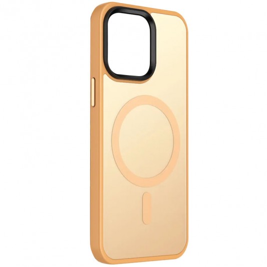 TPU+PC чохол Metal Buttons with MagSafe Colorful для Apple iPhone 14 (6.1") Персиковий / Orange
