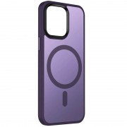 TPU+PC чохол Metal Buttons with MagSafe Colorful для Apple iPhone 14 (6.1") Темно-фіолетовий / Dark Purple