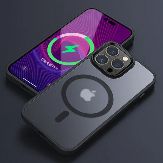 TPU+PC чохол Metal Buttons with MagSafe Colorful для Apple iPhone 14 Pro Max (6.7") Чорний / Black - зображення 5 